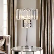 Acrylic Crystal Effect LED Table Lamp in Silver/Grey