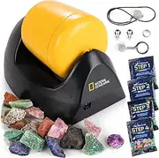 NATIONAL GEOGRAPHIC Starter Rock Tumbler Kit - Complete Rock Polisher Kit, Durable Leak-Proof Tumbler, 227 Grams of Rocks, Grit, 5 Jewellery Fastenings