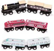 Battat – Classic Trains – 6Pc Wooden Railroad Set – Magnetic Toy Trains – Train