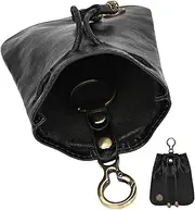 [Tuxxjzm] Leather Coin Purse Pouch - Retro Drawstring Purse Keychain Coin Organizer | Portable Belt Pouches, Costume Accessories for Men & Women, Holds Keys, Credit Cards, Black, Refer to description,
