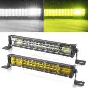 10inch 20inch Yellow White LED Work Light Bar Spot Flood Combo Tri Row Offroad