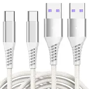 [2 Pack] Nylon Braided Fast Charging Cable Type-C For Oppo Huawei Apple MacBook M3/2023 Samsung Galaxy S23