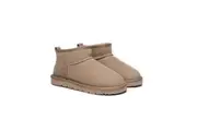AUSTRALIAN SHEPHERD UGG Boots Double Faced Sheepskin Wool Ankle Mini Boots Jade Adobe Grey
