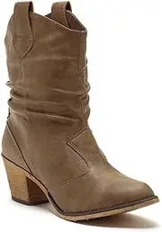 [Charles Albert] Women's Modern Western Cowboy Distressed Boot with Pull-Up Tabs