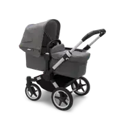 Bugaboo Donkey 3 mono bassinet and seat pram Grey mélange sun canopy, grey mélange fabrics, aluminium chassis