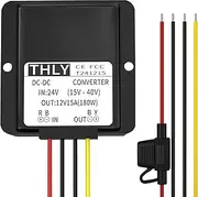 THLY 24V to 12V Voltage Converter, 15A 180W DC Transformer with Fuse, Waterproof, Step Down Converter for Golf Cart LED Light Motor Truck Vehicle Boat Solar System