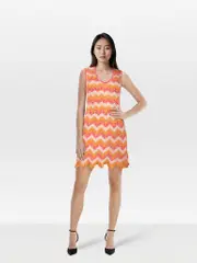 Red & Gold Zigzag Pattern Dress