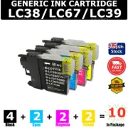 10x Generic Ink Cartridge LC38 LC-38 For Brother DCP-145C DCP-165C MFC-250C 290C