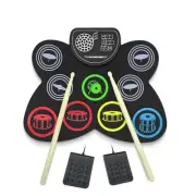 Electronic Drum Set, 9 Pads Electronic Drum Roll Up Drum Pad Built-in Speaker...