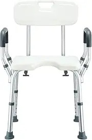 Shower Chair Bathroom Seat Bathtub Bench Adjustable Height 75-88cm Shower Stool with Back and Armrests for Pregnant Elderly Seniors