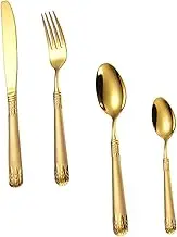 ULTECHNOVO Modern Design Set 304 Stainless Steel 4pc Cutlery Teaspoons Forks Spoons Black Silverware