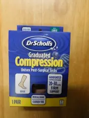Dr Scholl's Graduated Compression Post Surgical Socks-Unisex-Beige-Close Toe-Lar