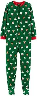 Carter's Christmas Animals Santa Microfleece Footed Sleeper- Size 5 Green