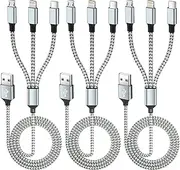 IDISON Multi Charging Cable(3Pack 4FT), 3 in 1 Charging Cable for Multiple Devices, Multi Phone Charger Cord with Type-C, Micro USB and IP Port for iPhone 16/15/14/13/iPad/Android/Tablets and More