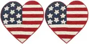 Heart Shape Beaded Placemat Pack of 2, Beaded Charger Placemat - Red White Bl...