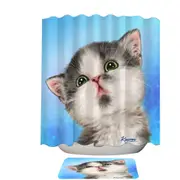 Lovely Grey White Kitten for Children Shower Curtain