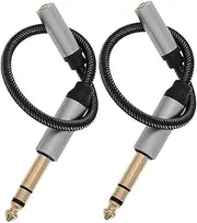 2 Pcs Audio Extension Cable Convert 6.35mm to 3.5mm Headphone Jack Extension Cord for Theater Stage and Portable Devices