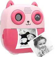 Kids Camera Instant Print, 1080P HD Dual Lens Selfie Digital Camera 48MP Video Camera Thermal Printing, 2.4 Inch Screen, Music Game Play 1300mAh Battery (Roseate)