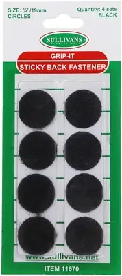 Sullivans Stick-On Hook and Loop Dots, 19 Mm Size, Black