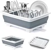 Collapsible Dish Drying ，Dish Rack Rack Portable Dish Drainers for Kitchen Counter, Drainage Plugs and Rotating Drainage Ports, Saving Space, Suitable for Kitchen, RV, Camping and Trailer,