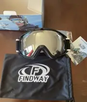 Findway Ski Goggles/Anti-Fog Black/Anti-Slip Strap/Compatible Helmet. Unisex