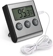 ORIA Digital Refrigerator Thermometer, Fridge Thermometer with High Low Temperature Alarm, Memory Function, Battery Operated - Black