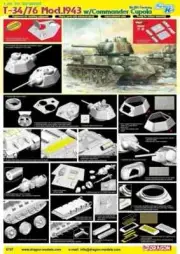 Dragon 1/35 T-34/76 Mod.1943 w/Commander Cupola No.183 Factory Plastic Model Kit