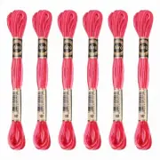 6 Skeins Embroidery Floss, Polyester Embroidery Threads Red