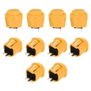 23mm Momentary Game Push Button Switch for Arcade Video Games Yellow 10pcs