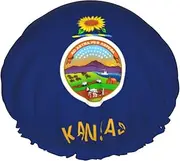 Kansas State Flag Print Shower Cap For Women Men Reusable Lightweight Soft Bath Hair Cap With Elastic Band