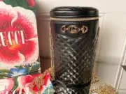 GUCCI Trapuntta Leather Belt Crossbody Bag Black 572298 gold-stone chain strap