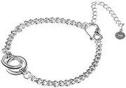 [FEATUR] Ladies Jewellery Gift,Silver Bracelets for Womens,Charm Bracelet, S925 Silver Retro Style Ring Double Circle Bracelet Distressed Retro Style Flat Bracelet Braided Women's Summer, 17+6cm