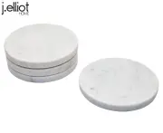 4pc J.Elliot Berna 10cm Marble Coasters Set Handmade Round Drink Mat/Pad White