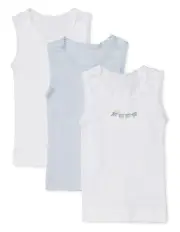 [Marquise] Embroidered Singlet 3 Pack in Blue