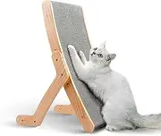 Cat Scratching Board, Multi-Position Cardboard Cat Scratcher Lounger. Natural Wood & Cardboard Scratch Bed. Large Cat Scratching Post for Kitten, Adult Cats Enrichment & Scratch Furniture Protector