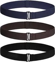 [Topbuti] 3 Pcs No Show Invisible Belt for Women/Men Elastic Waist Stretch Belt With Flat Buckle for Jeans Pants Dresses