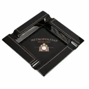 Nat Sherman Metropolitan Ceramic Ashtray - Black - 4 Finger - New