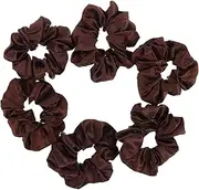 SOESFOUFU 6pcs Hair Band Set No Damage Hair Ties Silk Ponytail Holders Luxury Womenponytail Holders Large Silk Scrunchies Silk Scrunchies for Curly Hair Large Scrunchies Dark Brown Cloth