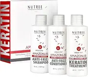 Brazilian Keratin Hair Treatment One Step Amazonliss Protein Hair Treatment Formaldehyde Free Hair Strengthening Alisado Brasileño Keratina Brasileña (One Step Keratin w/Shamp. & Condit. 2.02 Fl Oz)