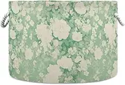 Green and White Rose Flowers storage basket and waterproof containers for toys with sturdy handle bins Decorative utility for kitchen toy office