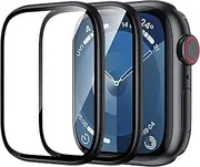 for Apple Watch Screen Protector 45mm Series 9 8 7, Titanium Alloy Frame + 9H Tempered Glass,[Touch Sensitive] Lightweight Protective Glass for iwatch 45mm 2 Pack,Black