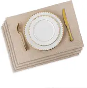 Linen Placemats Set of 4/6/8 Table Place Mats Mother's Day Decorations Blush Placemats Washable Place Mats for Dining Kitchen Restaurant Table