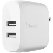 Belkin BoostCharge 24W Dual USB-A Charger + USB-A to USB-C cable (White)