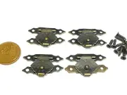 4x Small Hinges screw 20mm x 30mm Antique Latch Hook Hasp Wood Jewelry Catch C12
