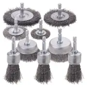 9 Pcs Wire Brush Drill Attachment with 1/4 Inch Hex Shank for Rust Removal