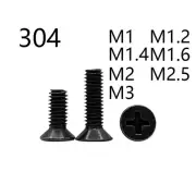 Black 304 Stainless Steel Phillips Countersunk Head Small Micro Screws M1-M3