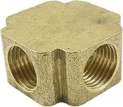 uxcell Brass 1/4" NPT Female Thread 4 Ways Cross Connector Pipe Adapter Coupler Gold Tone