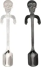 Skull Spoon for Halloween Party Supplies Skeleton Hanging Cup Spoons Horror Halloween Tableware Tea Coffee Spoons for Cosplay Halloween Decorations 2pcs