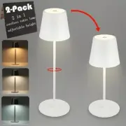 2 Packs Cordless Table Lamp, Portable LED Wireless Desk Lamp with 3 Modes White