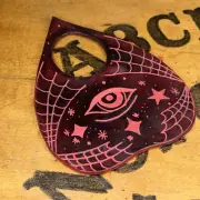 Custom One of a Kind Handmade Red Leather Ouija Planchette With all seeing eye